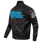 NFL CAROLINA PANTHERS BIG LOGO MEN'S SATIN JACKET (BLACK)
