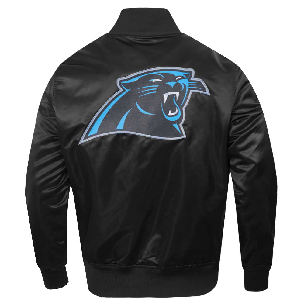NFL CAROLINA PANTHERS BIG LOGO MEN'S SATIN JACKET (BLACK)
