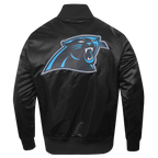 NFL CAROLINA PANTHERS BIG LOGO MEN'S SATIN JACKET (BLACK)