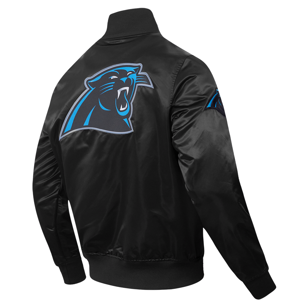 NFL CAROLINA PANTHERS BIG LOGO MEN'S SATIN JACKET (BLACK)