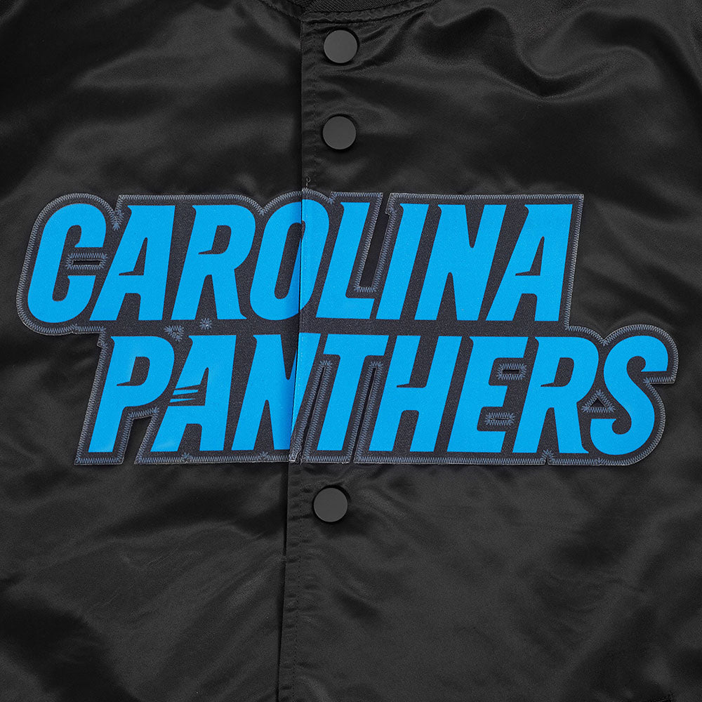 NFL CAROLINA PANTHERS BIG LOGO MEN'S SATIN JACKET (BLACK)