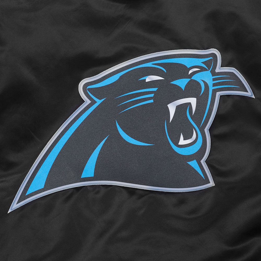 NFL CAROLINA PANTHERS BIG LOGO MEN'S SATIN JACKET (BLACK)