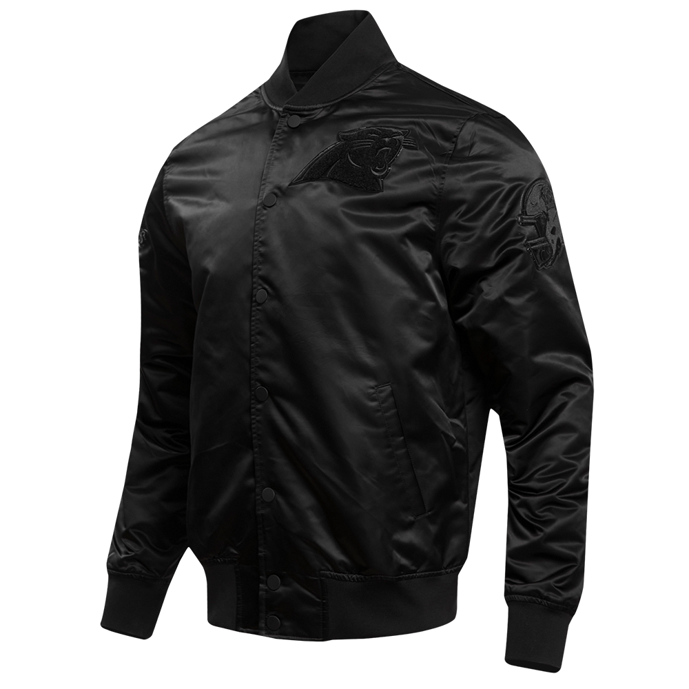 NFL CAROLINA PANTHERS TRIPLE BLACK MEN'S SATIN JACKET (TRIPLE BLACK MEN'S)