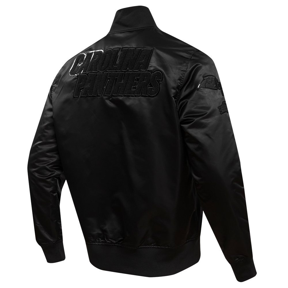NFL CAROLINA PANTHERS TRIPLE BLACK MEN'S SATIN JACKET (TRIPLE BLACK MEN'S)