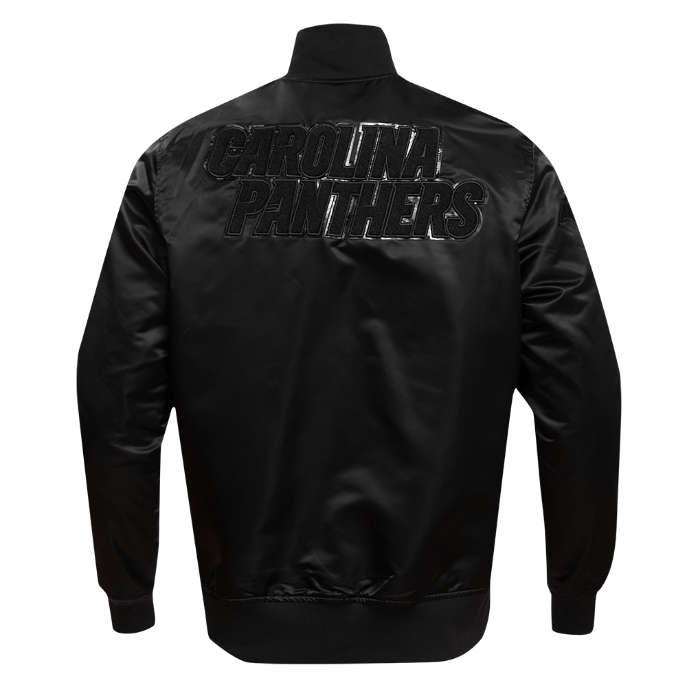 NFL CAROLINA PANTHERS TRIPLE BLACK MEN'S SATIN JACKET (TRIPLE BLACK MEN'S)