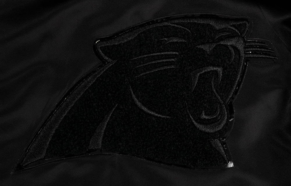 NFL CAROLINA PANTHERS TRIPLE BLACK MEN'S SATIN JACKET (TRIPLE BLACK MEN'S)