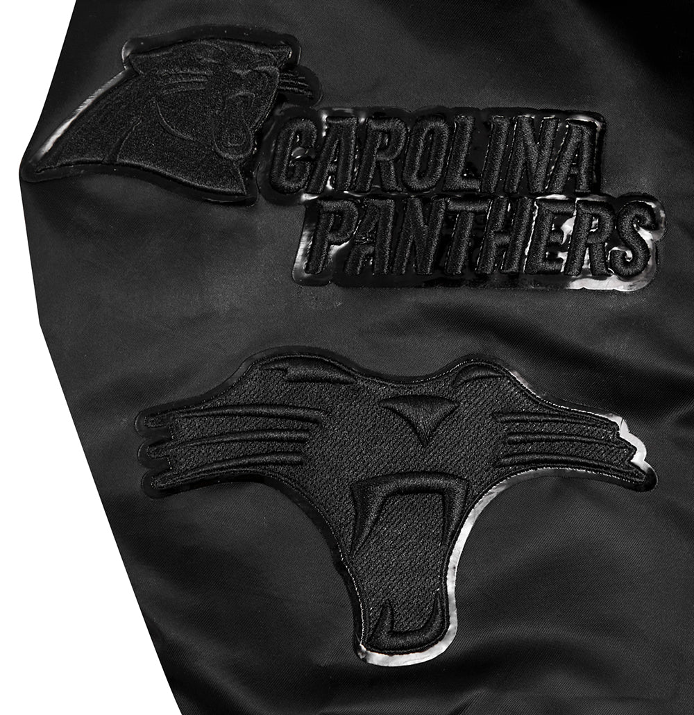 NFL CAROLINA PANTHERS TRIPLE BLACK MEN'S SATIN JACKET (TRIPLE BLACK MEN'S)