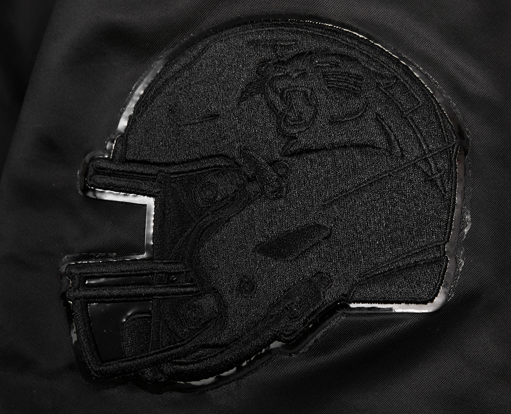NFL CAROLINA PANTHERS TRIPLE BLACK MEN'S SATIN JACKET (TRIPLE BLACK MEN'S)