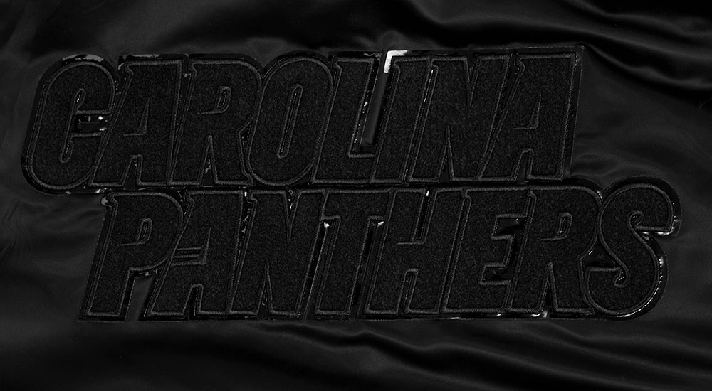 NFL CAROLINA PANTHERS TRIPLE BLACK MEN'S SATIN JACKET (TRIPLE BLACK MEN'S)