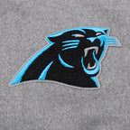 NFL CAROLINA PANTHERS OLD ENGLISH BLOUSON COLLÉGIAL EN LAINE À BORDS CÔTELÉS POUR HOMME (GRIS CHINÉ/BLANC/NOIR)