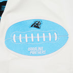 NFL CAROLINA PANTHERS OLD ENGLISH BLOUSON COLLÉGIAL EN LAINE À BORDS CÔTELÉS POUR HOMME (GRIS CHINÉ/BLANC/NOIR)