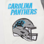 NFL CAROLINA PANTHERS OLD ENGLISH BLOUSON COLLÉGIAL EN LAINE À BORDS CÔTELÉS POUR HOMME (GRIS CHINÉ/BLANC/NOIR)