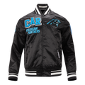 NFL CAROLINA PANTHERS MASH UP BLOUSON EN SATIN À BORDS CÔTELÉS POUR HOMME (NOIR)