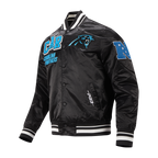 NFL CAROLINA PANTHERS MASH UP BLOUSON EN SATIN À BORDS CÔTELÉS POUR HOMME (NOIR)