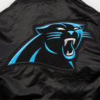 NFL CAROLINA PANTHERS MASH UP BLOUSON EN SATIN À BORDS CÔTELÉS POUR HOMME (NOIR)