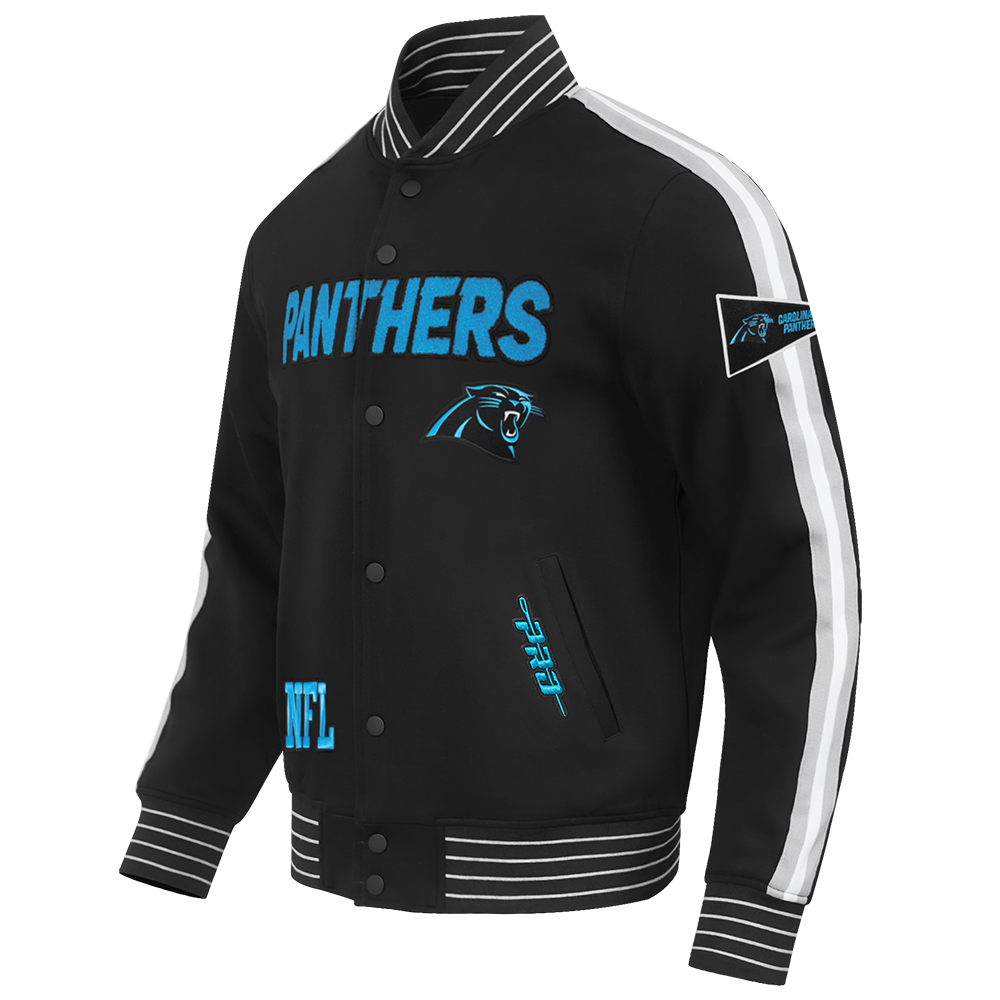 NFL CAROLINA PANTHERS BLOUSON PRO GAME DAY EN MAILLE DOUBLE POUR HOMME (NOIR/ARGENT/BLANC)