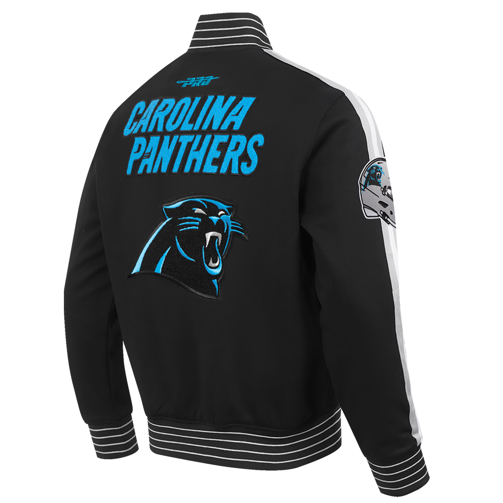 NFL CAROLINA PANTHERS BLOUSON PRO GAME DAY EN MAILLE DOUBLE POUR HOMME (NOIR/ARGENT/BLANC)