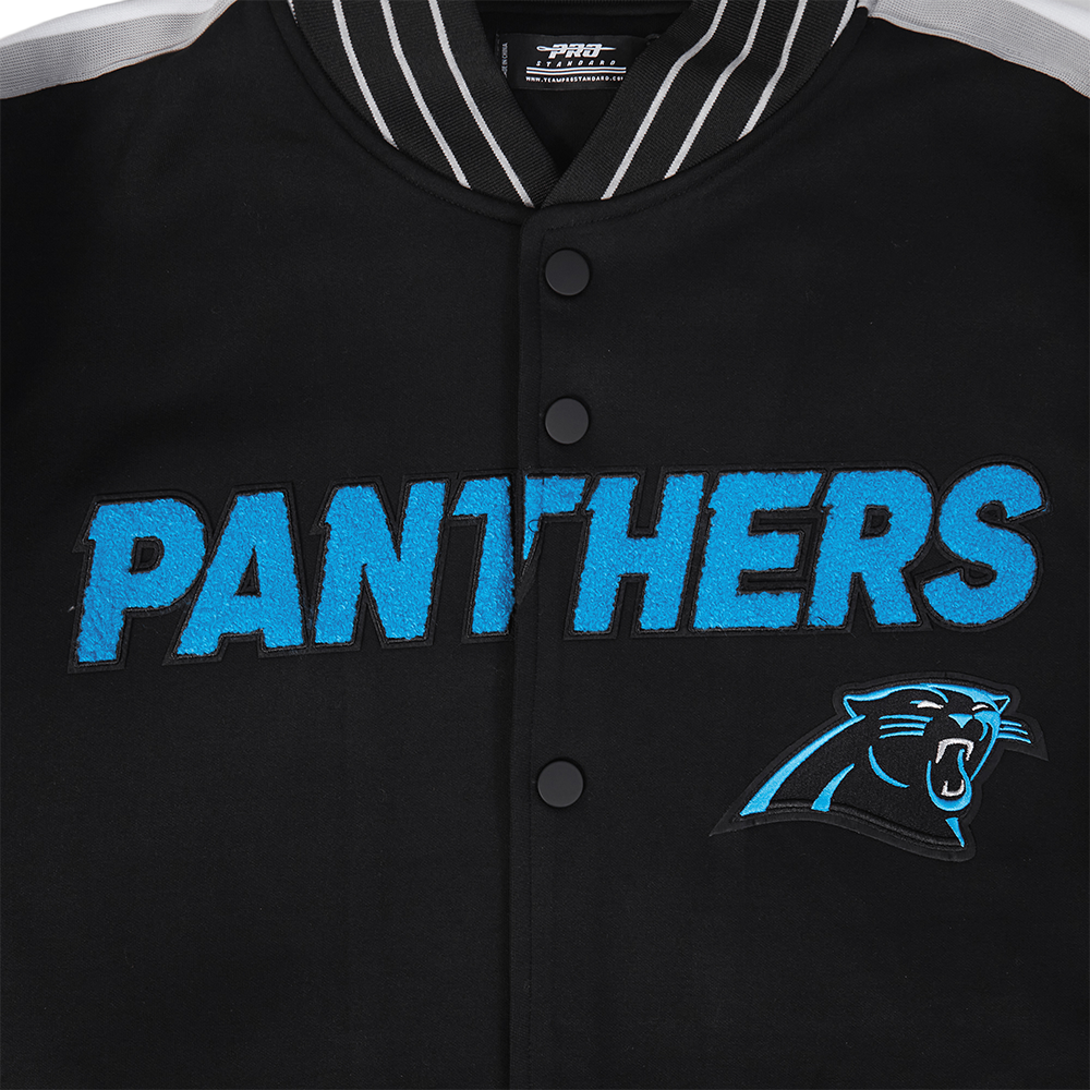 NFL CAROLINA PANTHERS BLOUSON PRO GAME DAY EN MAILLE DOUBLE POUR HOMME (NOIR/ARGENT/BLANC)