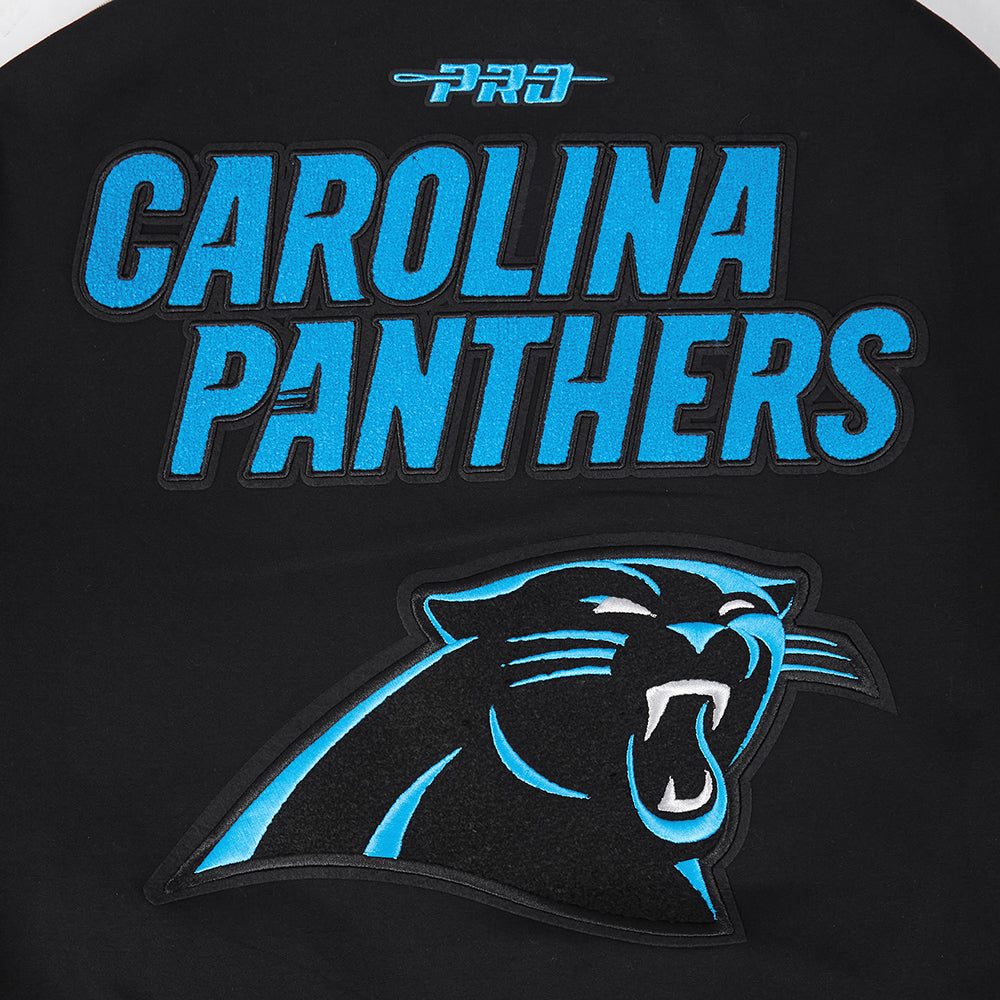 NFL CAROLINA PANTHERS BLOUSON PRO GAME DAY EN MAILLE DOUBLE POUR HOMME (NOIR/ARGENT/BLANC)