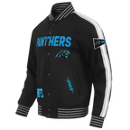 NFL CAROLINA PANTHERS BLOUSON PRO GAME DAY EN MAILLE DOUBLE POUR HOMME (NOIR/ARGENT/BLANC)