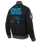 NFL CAROLINA PANTHERS BLOUSON PRO GAME DAY EN MAILLE DOUBLE POUR HOMME (NOIR/ARGENT/BLANC)