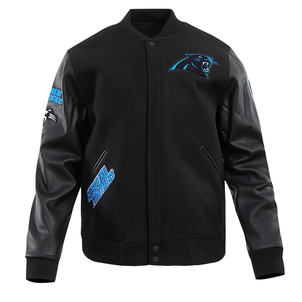 NFL CAROLINA PANTHERS CLASSIC WOOL MEN'S VARSITY JACKET (BLACK)