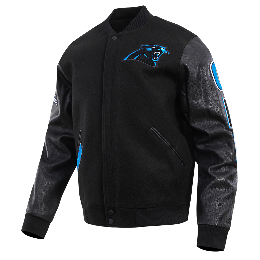 NFL CAROLINA PANTHERS CLASSIC WOOL MEN'S VARSITY JACKET (BLACK)