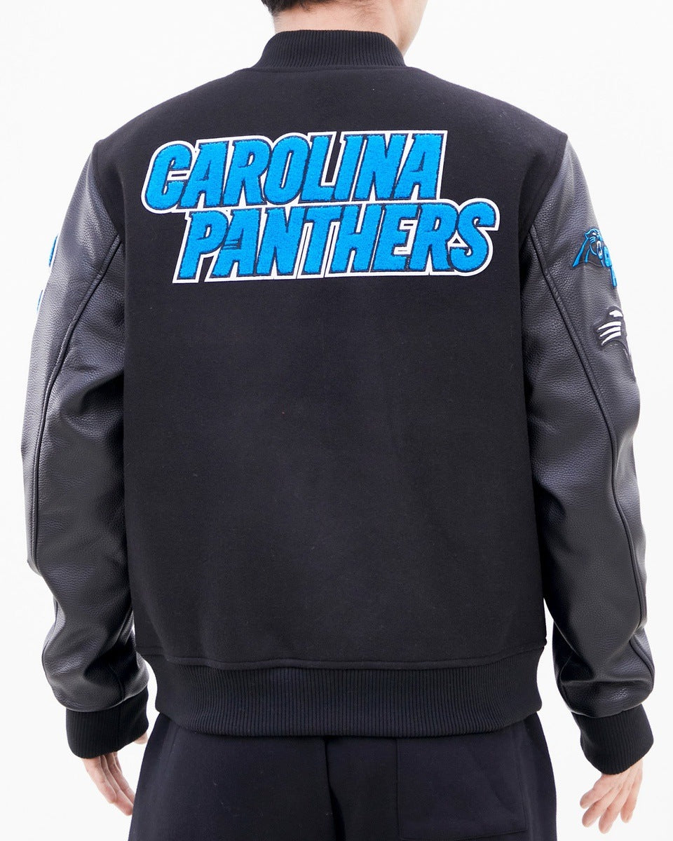NFL CAROLINA PANTHERS CLASSIC WOOL MEN'S VARSITY JACKET (BLACK)