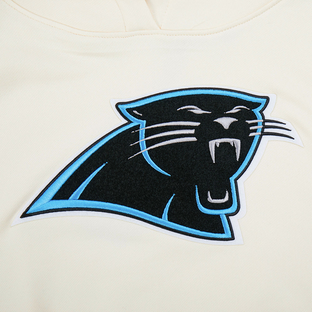 NFL CAROLINA PANTHERS RETRO CLASSIC WOMEN'S RIB CROPPED PO HOODIE (EGGSHELL/ BLACK)