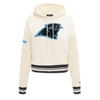 NFL CAROLINA PANTHERS RETRO CLASSIC WOMEN'S RIB CROPPED PO HOODIE (EGGSHELL/ BLACK)