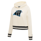 NFL CAROLINA PANTHERS RETRO CLASSIC WOMEN'S RIB CROPPED PO HOODIE (EGGSHELL/ BLACK)