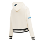 NFL CAROLINA PANTHERS RETRO CLASSIC WOMEN'S RIB CROPPED PO HOODIE (EGGSHELL/ BLACK)