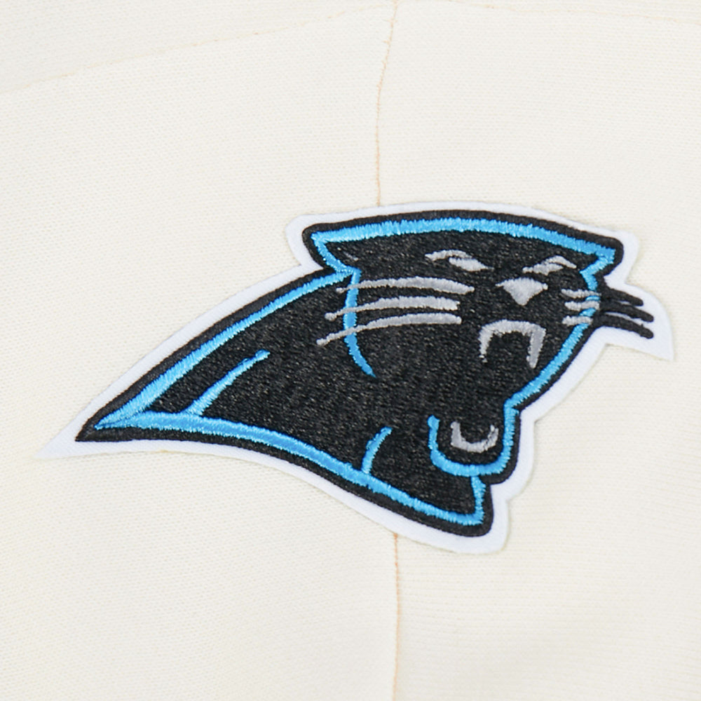 NFL CAROLINA PANTHERS RETRO CLASSIC WOMEN'S RIB CROPPED PO HOODIE (EGGSHELL/ BLACK)
