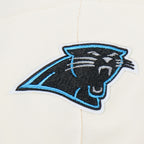 NFL CAROLINA PANTHERS RETRO CLASSIC WOMEN'S RIB CROPPED PO HOODIE (EGGSHELL/ BLACK)