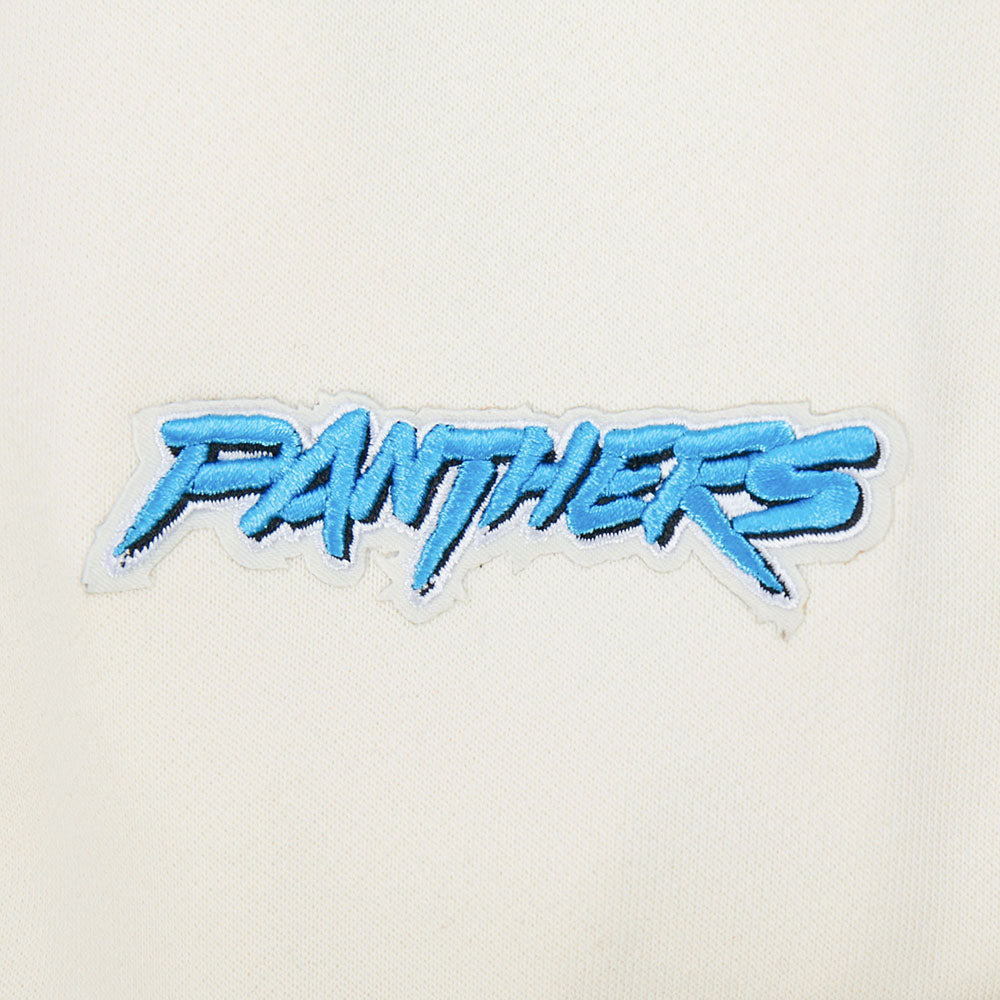 NFL CAROLINA PANTHERS RETRO CLASSIC WOMEN'S RIB CROPPED PO HOODIE (EGGSHELL/ BLACK)