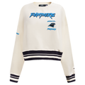NFL CAROLINA PANTHERS RETRO CLASSIC CHANDAIL À COL ROND CÔTELÉ POUR FEMME (COQUILLE D'ŒUF/NOIR)