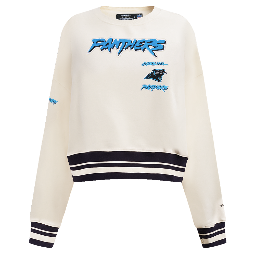 NFL CAROLINA PANTHERS RETRO CLASSIC CHANDAIL À COL ROND CÔTELÉ POUR FEMME (COQUILLE D'ŒUF/NOIR)