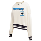 NFL CAROLINA PANTHERS RETRO CLASSIC CHANDAIL À COL ROND CÔTELÉ POUR FEMME (COQUILLE D'ŒUF/NOIR)