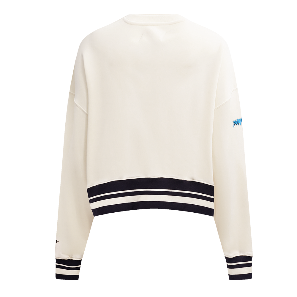 NFL CAROLINA PANTHERS RETRO CLASSIC CHANDAIL À COL ROND CÔTELÉ POUR FEMME (COQUILLE D'ŒUF/NOIR)