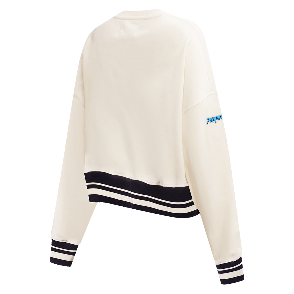 NFL CAROLINA PANTHERS RETRO CLASSIC CHANDAIL À COL ROND CÔTELÉ POUR FEMME (COQUILLE D'ŒUF/NOIR)