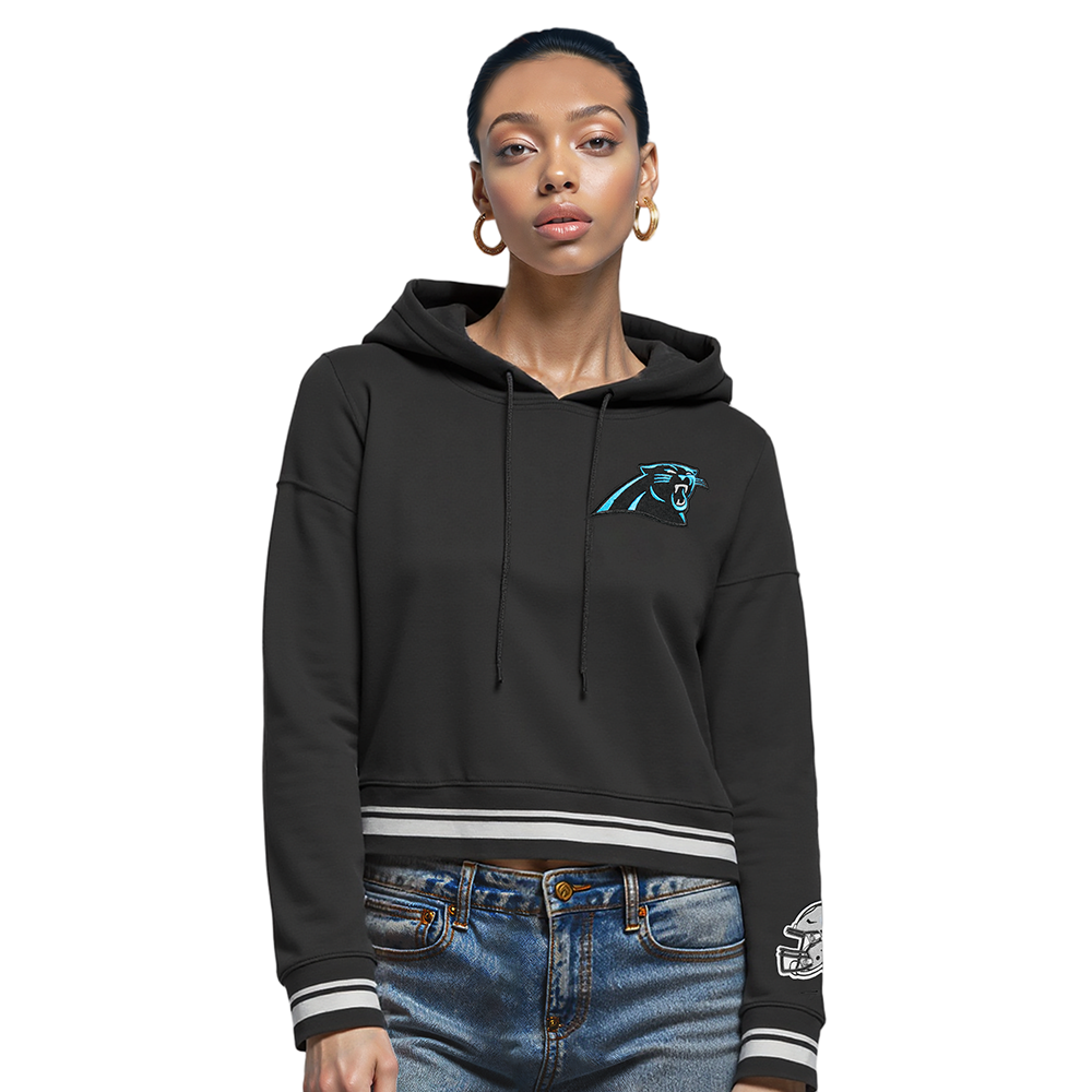 NFL CAROLINA PANTHERS CHANDAIL À CAPUCHON MASHUP COURT CÔTELÉ POUR FEMME (NOIR)