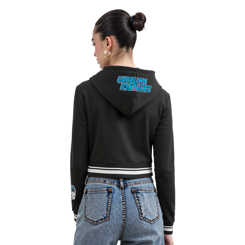 NFL CAROLINA PANTHERS CHANDAIL À CAPUCHON MASHUP COURT CÔTELÉ POUR FEMME (NOIR)