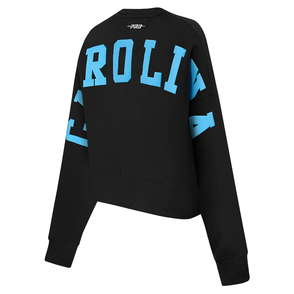 NFL CAROLINA PANTHERS WINGSPAN WOMEN'S FLC CREWNECK (BLACK)