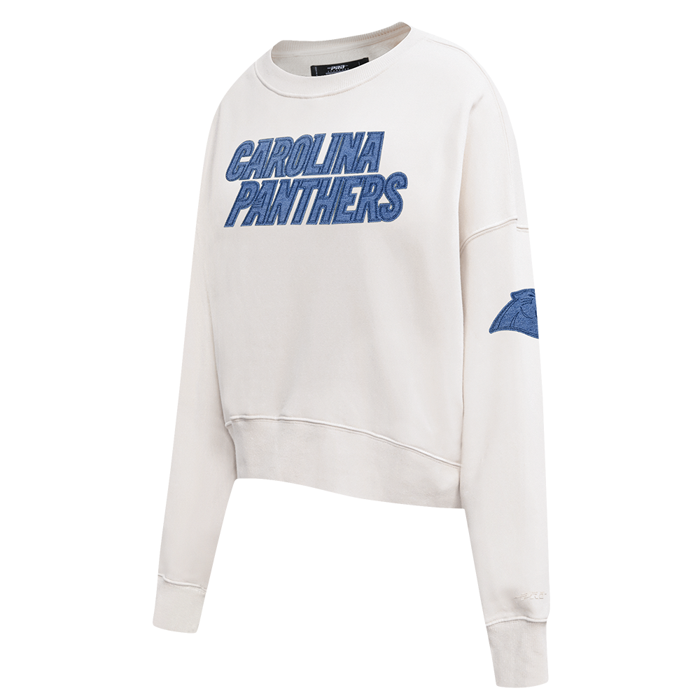 NFL CAROLINA PANTHERS VARSITY BLUES CHANDAIL À COL ROND EN MOLLETON POUR FEMME (LIN)