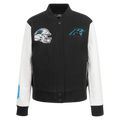 NFL CAROLINA PANTHERS CLASSIC BLOUSON COLLÉGIAL EN LAINE POUR FEMME (NOIR/BLANC)