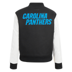 NFL CAROLINA PANTHERS CLASSIC BLOUSON COLLÉGIAL EN LAINE POUR FEMME (NOIR/BLANC)