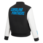 NFL CAROLINA PANTHERS CLASSIC BLOUSON COLLÉGIAL EN LAINE POUR FEMME (NOIR/BLANC)