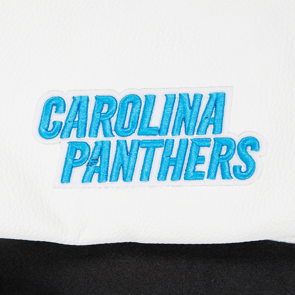 NFL CAROLINA PANTHERS CLASSIC BLOUSON COLLÉGIAL EN LAINE POUR FEMME (NOIR/BLANC)