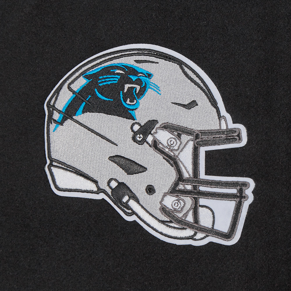 NFL CAROLINA PANTHERS CLASSIC BLOUSON COLLÉGIAL EN LAINE POUR FEMME (NOIR/BLANC)