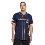 NFL DENVER BRONCOS MESH CHEMISE BOUTONNÉE À LOGO (MARINE MINUIT/ORANGE)